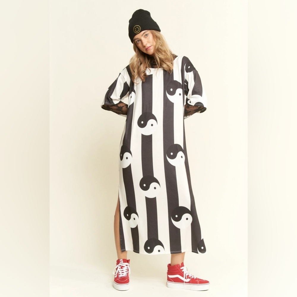 NWT JADE BY JANE YIN YANG STRIPED MIDI DRESS, VARIOUS SIZES - Picture 7 of 12